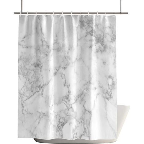 Wasserdichte Duschvorhänge mit moderner Marmorstruktur, für Badezimmer, schlichtes und elegantes weißes Polyester-Duschvorhang-Set mit Haken (1/5)