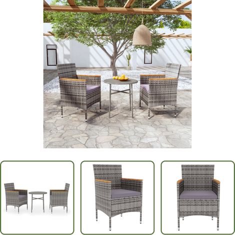 Salle à manger extérieure - Ensemble à manger de jardin 3 pcs Résine tressée Gris (1/5)