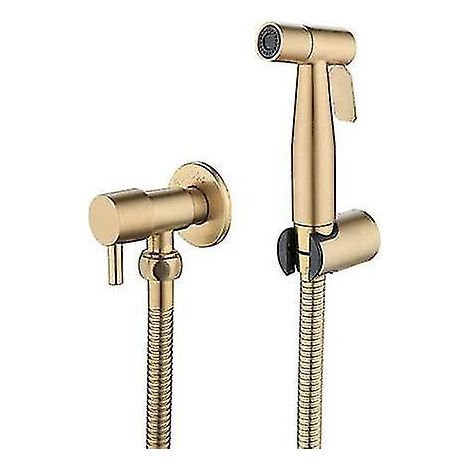 Douchette de bidet en acier inoxydable, kit de douchette de bidet, douchette de robinet pour toilettes (doré) (1/4)