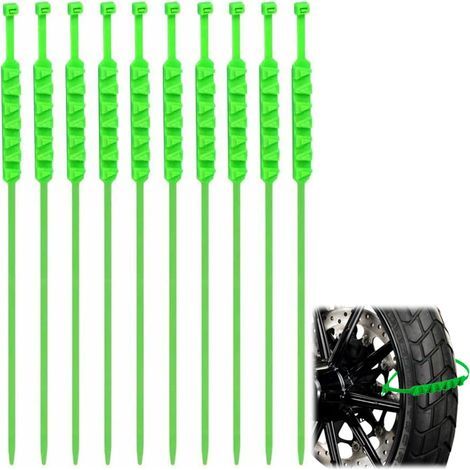 Snow Chains for Motorcycle Tyres, Snow Chains, Cable Ties for Snow Tyres, Snow Tire Clamps for Snow Tyres, Reusable, Adjustable and Snowproof (Green) (1/5)