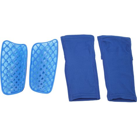 1 paire de protège-tibias de football pour jeunes, ultralégers et respirants, pour l'entraînement et la compétition, bleu, taille L. (1/5)