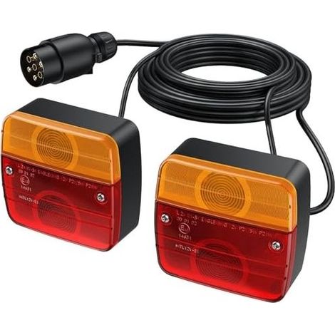 Lot de 2 Feu Remorque Arriere Kit de Montage de Feu Arrière de Remorque Connecteur Européen avec Câble Long 7,5 m et Connecteur 7 Broches E-mark pour La Circulation Routière (1/5)