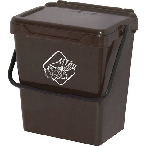 Dmora Cassonetto in polipropilene per raccolta differenziata, Contenitore per rifiuti da 30l, 100% Made in Italy, cm 40x31h39, colore Marrone, con imballo rinforzato