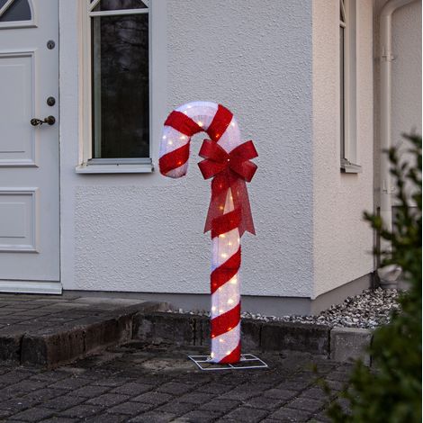 LED-Dekoration "Candycane", Zuckerstange, 80 warmweiße LED, weiß/rot, ca. 45x120 cm (1/4)