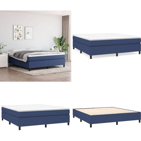 Bettgestell ohne Matratze Blau 180x200 cm Stoff - Bettes Gestell - Doppelbett - Blau - Holzrahmen - Lattenrost - Home & Living