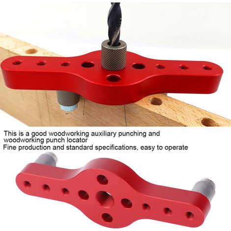 Localizador de agujeros, punzón de aleación de aluminio, herramienta de bricolaje para carpintería con 3 casquillos de broca rojos