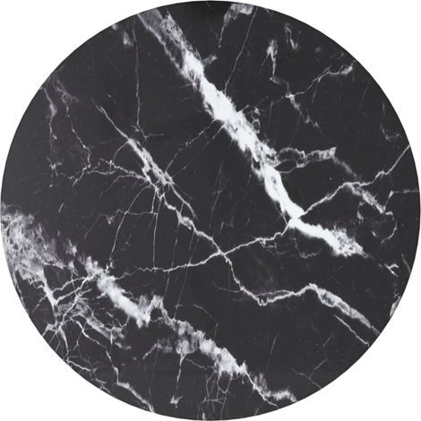 Plateau de table en verre trempé noir Ø30 x 0,8 cm aspect marbre (1/4)