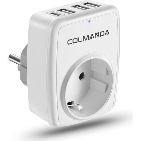 Prise USB Secteur Chargeur Multiple 3A Adaptateur avec 3 chargeurs USB et 1 Port C, 4000 W, Prise pour Chambre Cuisine Bureau (1/5)