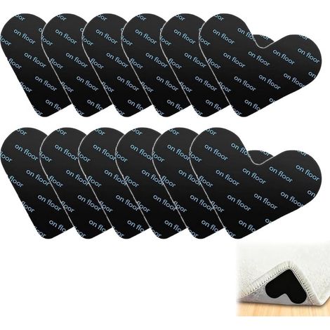 12 Pcs Anti Derapant Tapis, Rug Grippers Anti Curling Carpet Grippers Coin Double Face Forme de Cœur sous Autocollant Adhésif Puissant Lavable et Réutilisable Sticker Tapis pour Tous Les Sols Lisses (1/5)