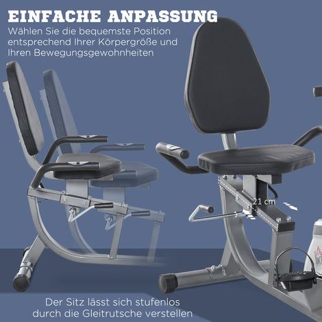 Vélo ergomètre couché avec écran LCD, résistance magnétique réglable sur 8 niveaux, capteurs de fréquence cardiaque, dossier ajustable, charge max 110 kg pour salle de sport à domicile (1/5)