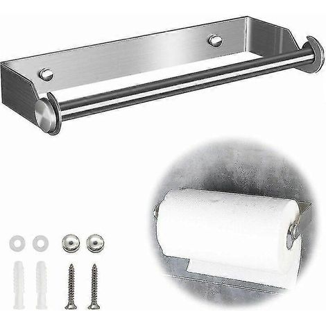 Porte-rouleau de papier essuie-tout en acier inoxydable pour cuisine, distributeur de rouleau de papier essuie-tout mural, support pour rouleau de papier essuie-tout pour placard (1/5)