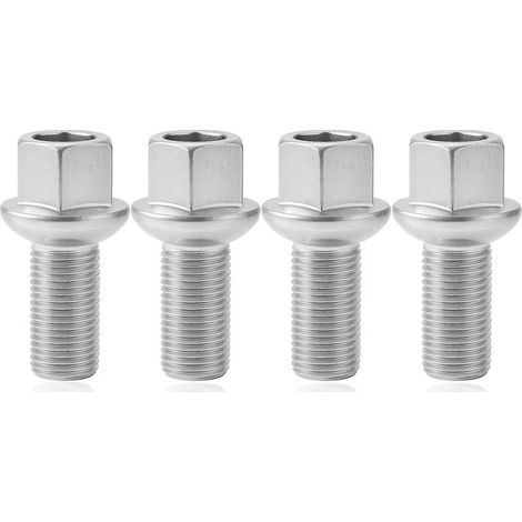 4x Boulons de Roue M14x1.5x27 mm Zingués en Acier Allié 40Cr, Boulons de Roue SW17 avec Siège à Rotule, Revêtement Antirouille A/G, Compatibles avec Jetta Golf/Bora/Sharan/Touran/Passat/Scirocco (1/5)