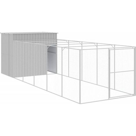 Caseta para perros con patio iluminado 214 x 661 x 181 cm gris 020043509