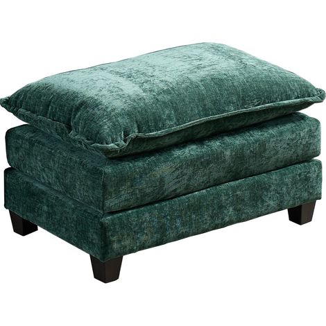 Pouf Ottoman Cloud en tissu chenille vert, assise rembourrée double couche, pour salon et chambre (1/5)