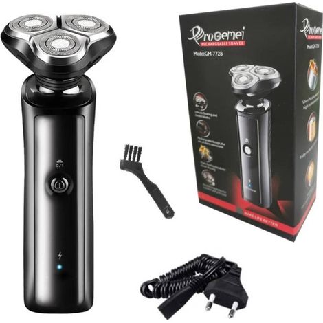 TRADE SHOP - Rasoio Elettrico Gm7728 A Batteria 3 Testine Professionale Barba Capelli Cordless - (1/5)