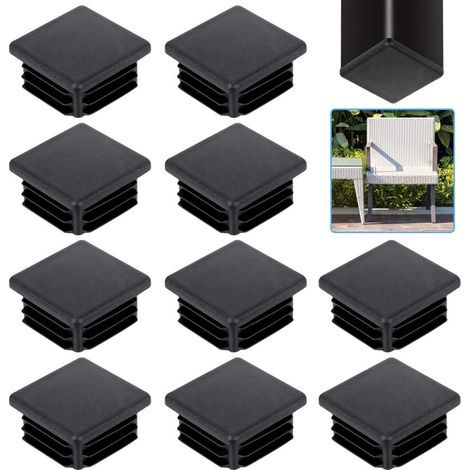 20 PCS Bouchon pour Tuyau Carré Embout Tube Carré Noir Bouchon Plastique pour Tube Carré Embout à Lamelles Carré Tube de Chaise Solide Embout Pied de Table pour Meuble Armoire Chaise(30X30mm ) (1/5)