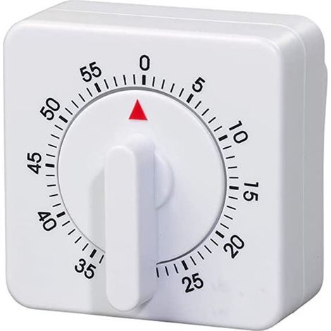 longziming - Minuteur de cuisine - Minuteur de cuisson - Minuteur de cuisine numérique - 1 pièce - Mécanique - Sans piles - 60 minutes - Ressort métallique - blanc - 6x6x2,4 cm - Pour la cuisson, le s (1/5)