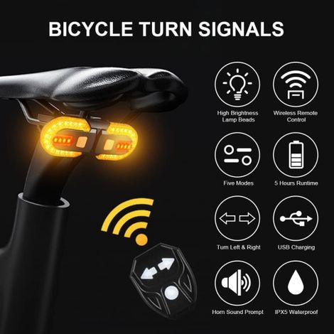 Clignotants de vélo, clignotants lumineux avant et arrière pour vélo, IPX (1/4)