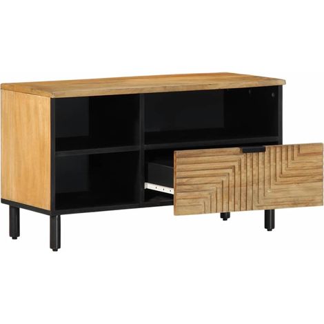 Maison Exclusive - Mobile Porta TV Marrone 80x33x46 cm in Legno Massello di Mango (1/5)