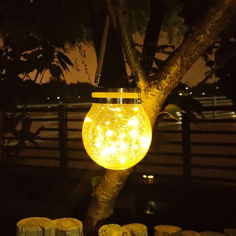 Lampe solaire d'extérieur monobloc — Suspension décorative pour cour en bocal effet craquelé — Étanche (1/3)