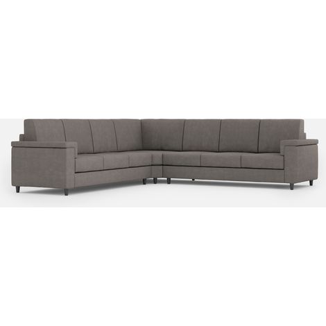 Divano Angolare 7 Posti 286x286x85 cm Marrak in Tessuto Grigio (1/5)