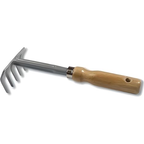 Houe de jardin avec râteau en métal, binette à main pour le jardinage, désherbage - Format 27.5 x 8.5 cm