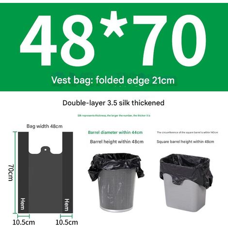 Sac en plastique portable noir, sac poubelle à cordon épais et durable, étanche, adapté à la maison et au bureau (4060cm) (100 pièces/2,6 soie) (1/5)