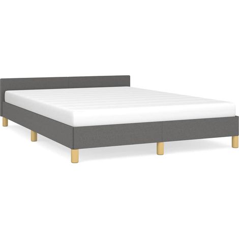 Lit double Lit adulte Cadre de lit sans matelas gris foncé 140x190 cm tissu (1/5)