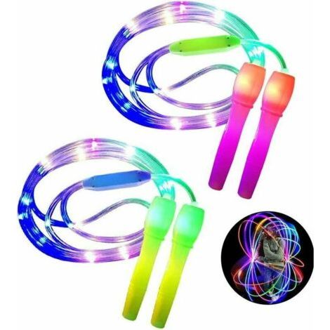 Ensemble de 2 Cordes à Sauter Del, Longueur Ajustable et Trois Modes de lumière Corde à Sauter pour Enfant, Light Show, Fitness
