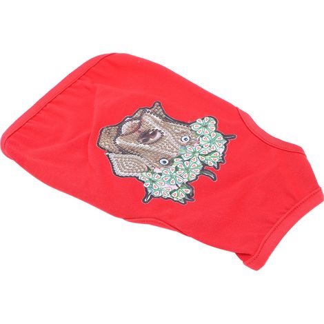 T-shirt chiot 5D à motif diamant coloré rouge M (1/5)