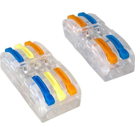 30 Pièces SPL-2 / SPL-3 Levier-Écrou Fil Connecteurs Set, Transparent Conducteur Compact Fils Connecteurs, Compact Connecteur Ressort Bornier (Levier Multicolore) (1/4)