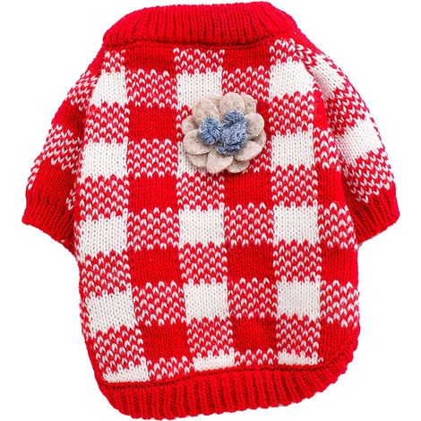 Pull tricoté pour animaux de compagnie (plaid rouge L)