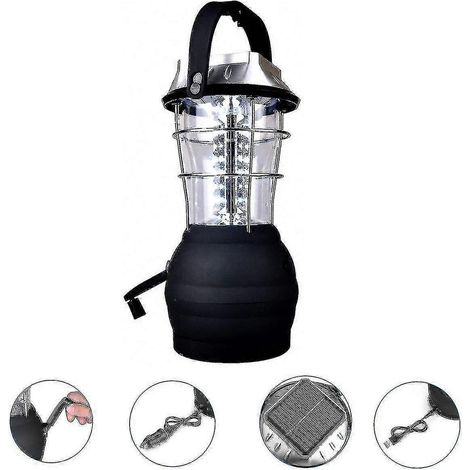 Lanterne de camping LED solaire à manivelle dynamo étanche portable - (1/5)