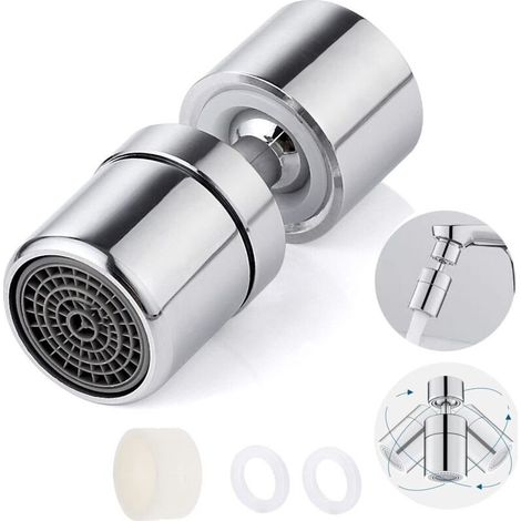Robinet aérateur pivotant à 360°, raccord M22/M24, rallonge de robinet économiseur d'eau, bec filtrant, pulvérisateur multifonctionnel réglable pour cuisine (1/5)