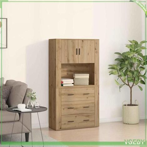 Buffet haut - 3334344 - Chêne artisanal - Avec tiroir - 80 x 33 x 150 cm (1/5)
