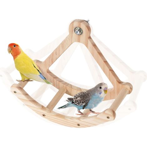 Balançoire en bois pour oiseaux - Perchoir rotatif suspendu pour petits perroquets et perruches (1/5)