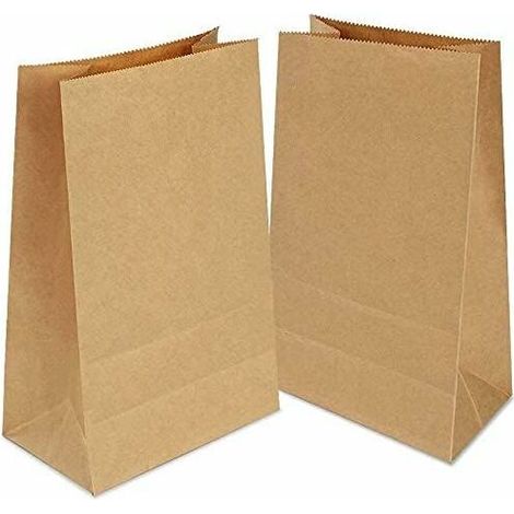100 Sac Papier Kraft, Petit Sachet Papier,Sacs Cadeaux 100% en Papier Kraft recyclé (Brun, 12x7x21cm)-