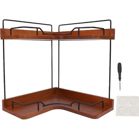 Organisateur d'angle de salle de bain avec conception spacieuse 2 étages rangement en bois naturel pour cuisine, coiffeuse (1/5)