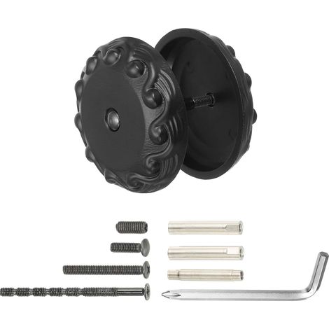 Plaque De Trou De Porte, 1-3/16 Pouce Alliage De Zinc Ondulé Rond Couvre-Serrure Fixation Avec Clé Hexagonale Pour Portes 2-9/32" À 4-3/4" Épaisse, Noir (1/5)