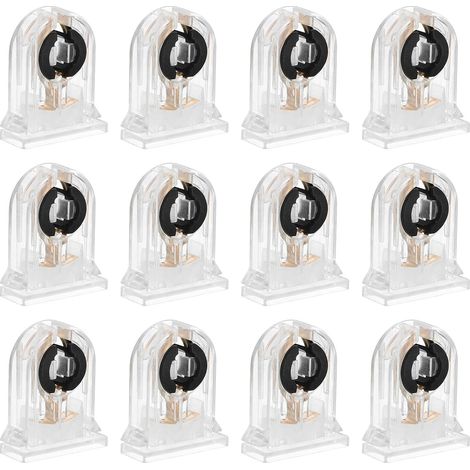 T8 Support de Lumière Fluorescente, 12 Pcs G13 Base de Lampe Douille de Tube Fluorescent LED, 500V Remplacement du Support de Lampe de Type Tournant Non Shunté, 36x30x12mm (1/5)