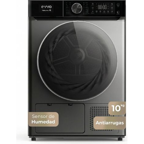 EVVO Secadora 10 kg bomba de calor Nature SR10, Clase energética E, AirWash, Sensor de humedad, Antiarrugas, Inicio diferido, inox (1/5)