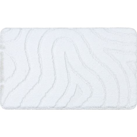 Badteppich SUPREME WAVES, Wellen, rutschfest, weich – weiß white 50x80 cm