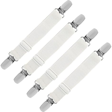 Sangles élastiques pour drap-housse Ulisem, sangles réglables pour canapé et housse de planche à repasser (blanc, lot de 4) (1/4)