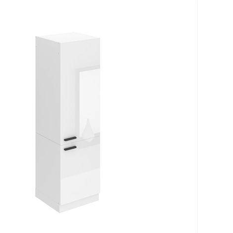 BELINI Meuble de Rangement pour Micro-Onde I Armoire de Cuisine avec 2 Portes I Meuble Cuisine 57,6 x 60 x 204 cm I Etagere Micro Ondes Couleur: Blanc très Brillant (1/4)