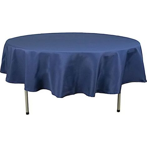 1 Nappe ronde 90 pouces polyester bleu marine résistant aux taches pour mariage réception fête (1/5)