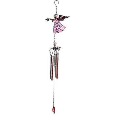 Decoratieve windgong met uniek hoekpatroon, metalen engelwindbel voor buiten - roze 2 (1/5)