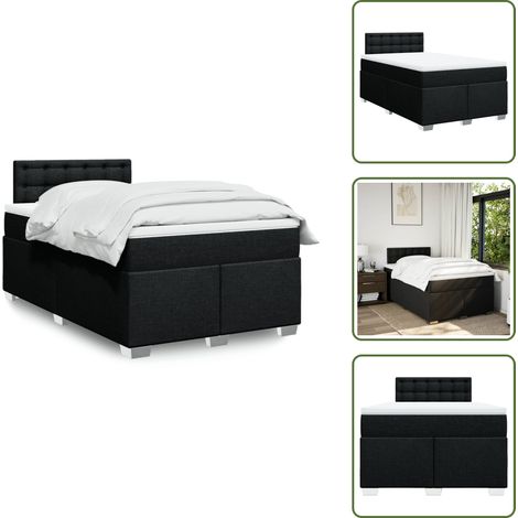 vidaXL Sommier à lattes de lit avec matelas Noir 120x200 cm Tissu (1/5)