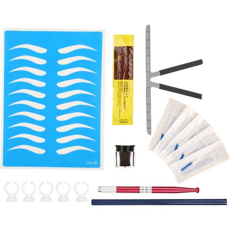 Kit de tatouage sourcils professionnel - coffret outils maquillage permanente, ensemble pratique pour microblading, lot de 5 pièces (1/5)