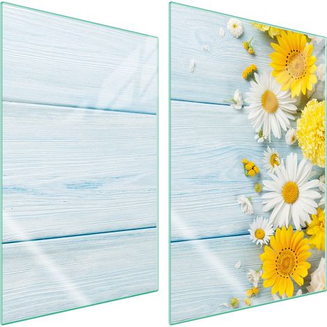 PIASTRA PROTETTIVA IN VETRO PER CUCINA 2x35x52 CAMOMILLA (1/5)