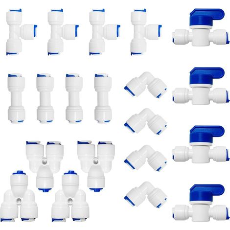 20 Pcs Universal 1/4" Refrigerator Water Filter Fittings (T + I + L+Y Shape) for Refrigerator Water Pipe (1/5)